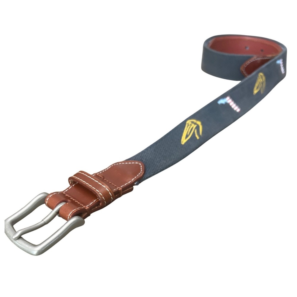 Peter Millar Belt Mens 30 Navy Florida Pelican Flag Stripe Crown Golf Resort USA